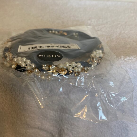 Navy Girls Twisted pearl rhinestone ribbon headband - Picture 5 of 5